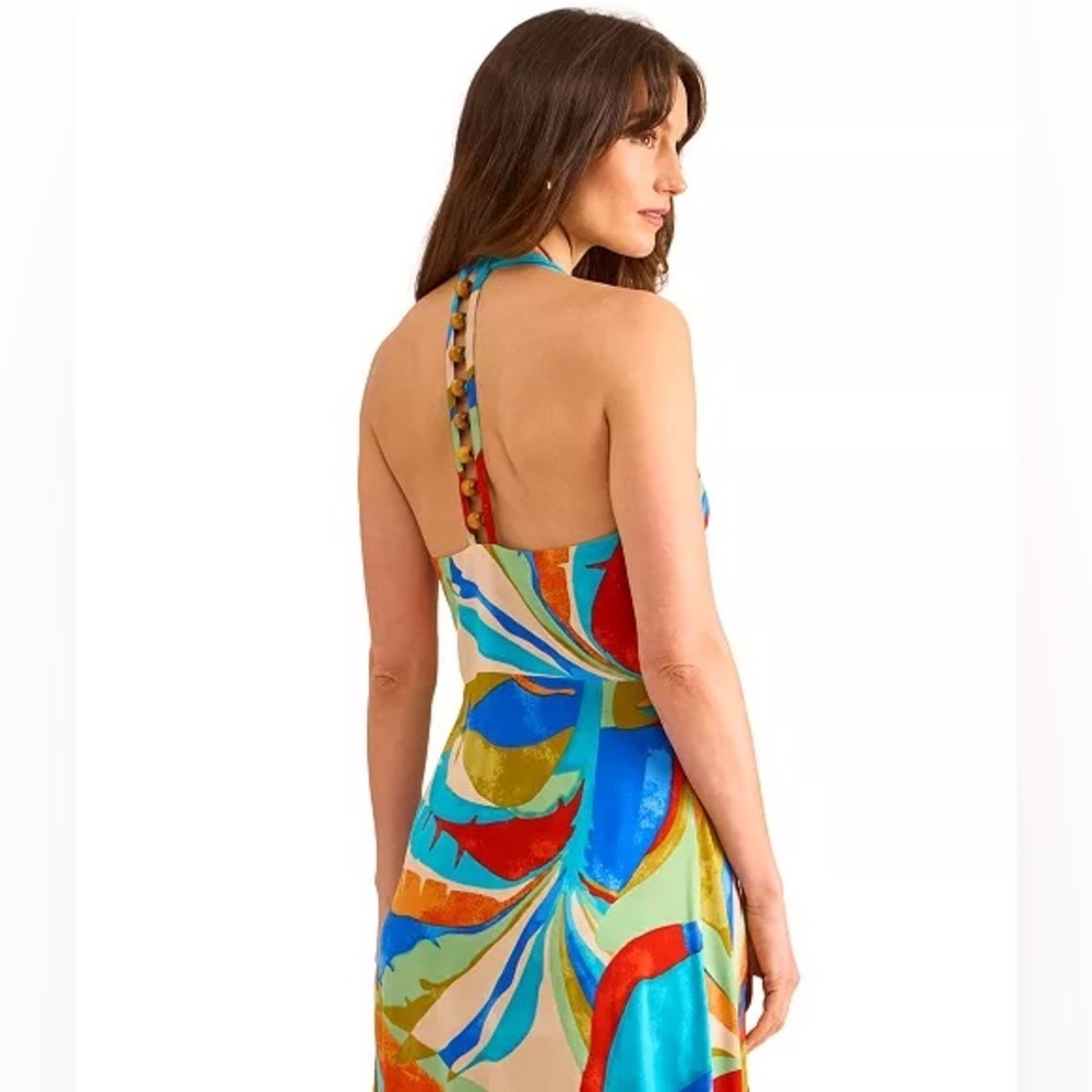 Vince Camuto Women's Leaf-Print T-Back Empire-Waist Dress maxi
